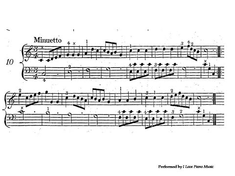 ABRSM Grade1 Piano Minuet in C A3 2023  / Reinagle minuet in C op.1 no.10 / 24 short and easy pieces