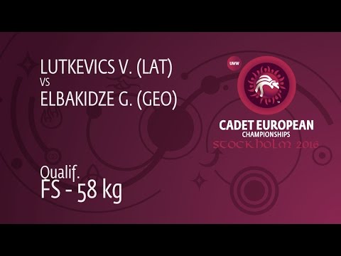 Qual. FS - 58 kg: G. ELBAKIDZE (GEO) df. V. LUTKEVICS (LAT) by TF, 10-0