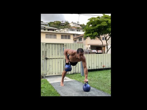 Day 257 FitPro Hawaii Workout - 20 kg. Kettlebell Renegade Row + Overhead Press - 1/27/21 5:43 pm