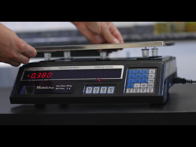 Vídeo relacionado con Maxell Power BASCULA BALANZA Comercial para Pesar Fruta VERDURA Peso 40KG Suma BATERIA Y 220V