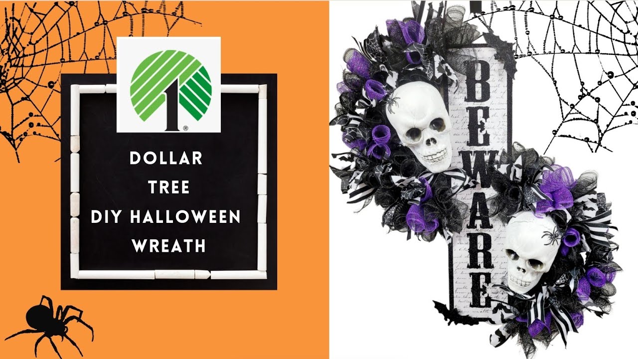 Dollar Tree Halloween Mesh Wreath Diy Tutorial-Dollar Tree  Halloween Crafts #howtomakeitwithlily