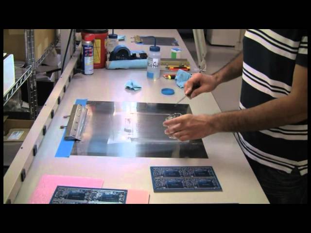 This is video shows how to print a PCB using a prototype foil only stencil.