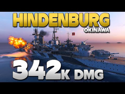Cruiser Hindenburg on map Okinawa, 342k damage - World of Warships