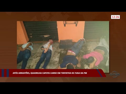 Após arrastões, quadrilha capota carro em tentativa de fuga da PM 12 04 2023