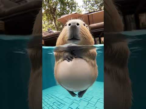 Capybaras love swimming in pools. #capybara #cute #animal #animals #cuteanimals #ai