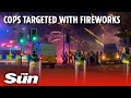 Scotland riot cops targeted with petrol bombs & fireworks in bonfire night chaos
