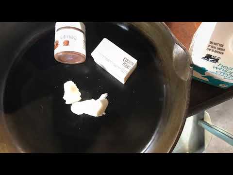 Hearth cooking Buttered Eggs from 1755.