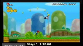 NSMBW Stages 1-1 to 1-4 Non TAS Speedrun