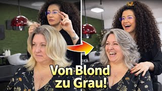 Einfach wunderschön die Natur Haarfarbe mit ein Prise Liebe zum Detail 😍#greyhair #hairstyle #blonde