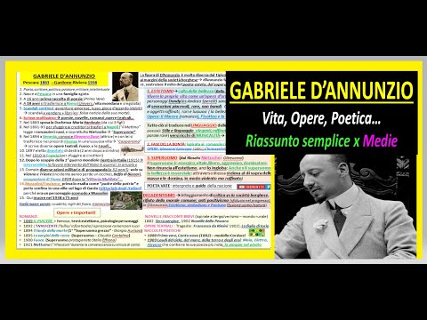 GABRIELE D'ANNUNZIO : VITA, OPERE e POETICA riassunto breve (x medie)
