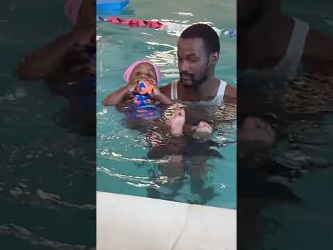 My Cousin￼ learning  l how to Swim in swimming class☺️￼