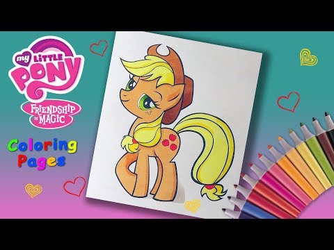 My little Pony coloring Book. Coloring Applejack. Coloring pages for kids Video