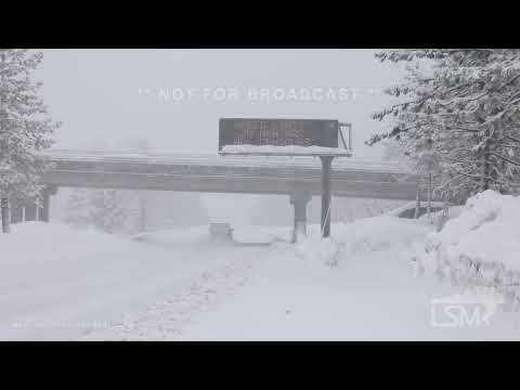 01-10-2023 Soda Springs to Kingvale, CA - I-80 Shut Down, Snow Plows Working, White Out Conditions