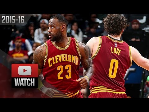 LeBron James & Kevin Love Full Highlights at Nets (2016.01.20) - 17 Pts Each, 18 Reb for Love