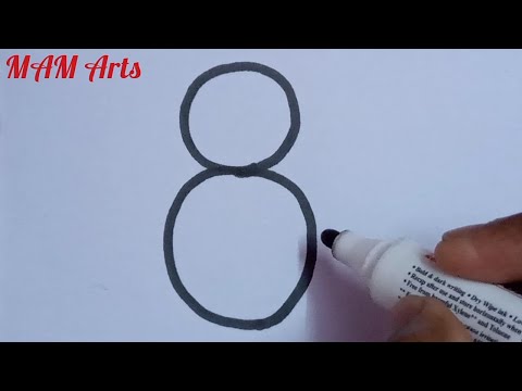 How to draw a cute Cat from number 8 // How to draw a Cat easy step by step // MAM Arts