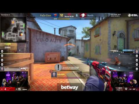NiKo quad kill clutch | Faze vs North | ESL One Cologne 2017 - Inferno