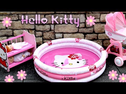 Hello Kitty Dolls Stroller Pram Bunkbed & Swimming Pool Nursery Center Baby Born Baby Annabell