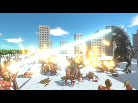 Godzilla vs 100 Ancient Humans Animal Revolt Battle Simulator