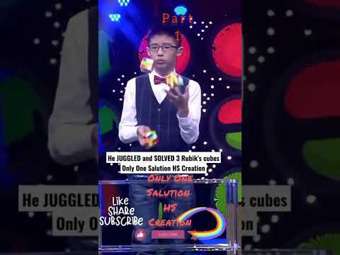 😱😱😱OMG He JUGGLED and SOLVED 3 Rubik's cubes 2 Minute 43 Second Only One Salution HS Creation ❤️❤️♥️