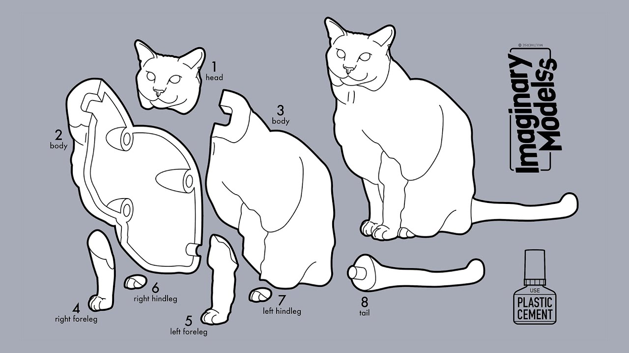 ボス猫ツルギ／架空プラモの組み立て説明図／Adobe Illustrator Work