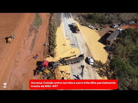 Iturama: Colisão entre carreta e carro interdita parcialmente trecho da MGC-497