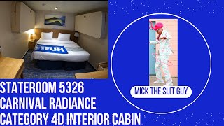 Cabin 5326 a category 4D Interior cabin on Carnival Radiance