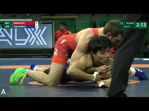 Round 1 FS - 65 kg: M. SAIDOVI (GEO) v. D. TAKATANI (JPN)
