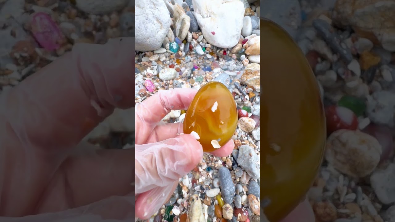 The Hidden Truth Behind "Pre-Cut" Beach Gems #beach #crystals #oceanpearl #satisfying
