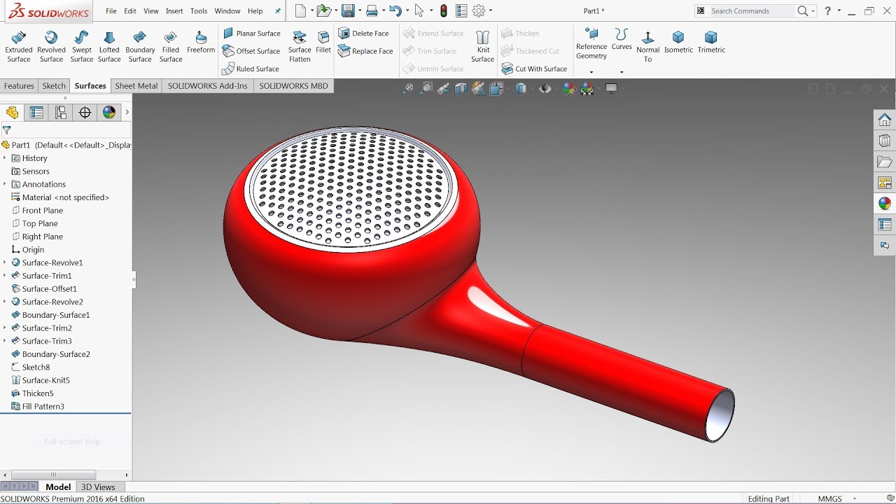 Solidworks Surface Tutorial earphones body