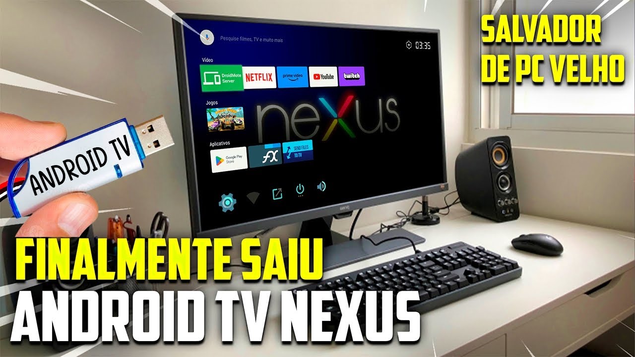 Android TV Portátil: Nova VERSÃO Rodando Direto do Pen Drive Para PC! Google Nexus