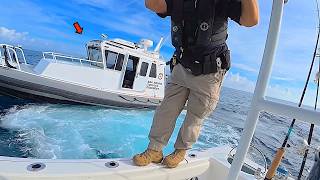 Fishing Alongside a FREIGHTER Ship When the GAME WARDEN Showed Up!