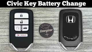 2016 - 2021 HONDA CIVIC Key Fob Battery Replacement - How To Change Replace Civic Remote Batteries