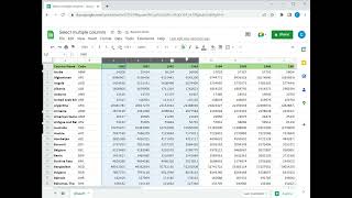 How to select multiple columns in Google Sheets
