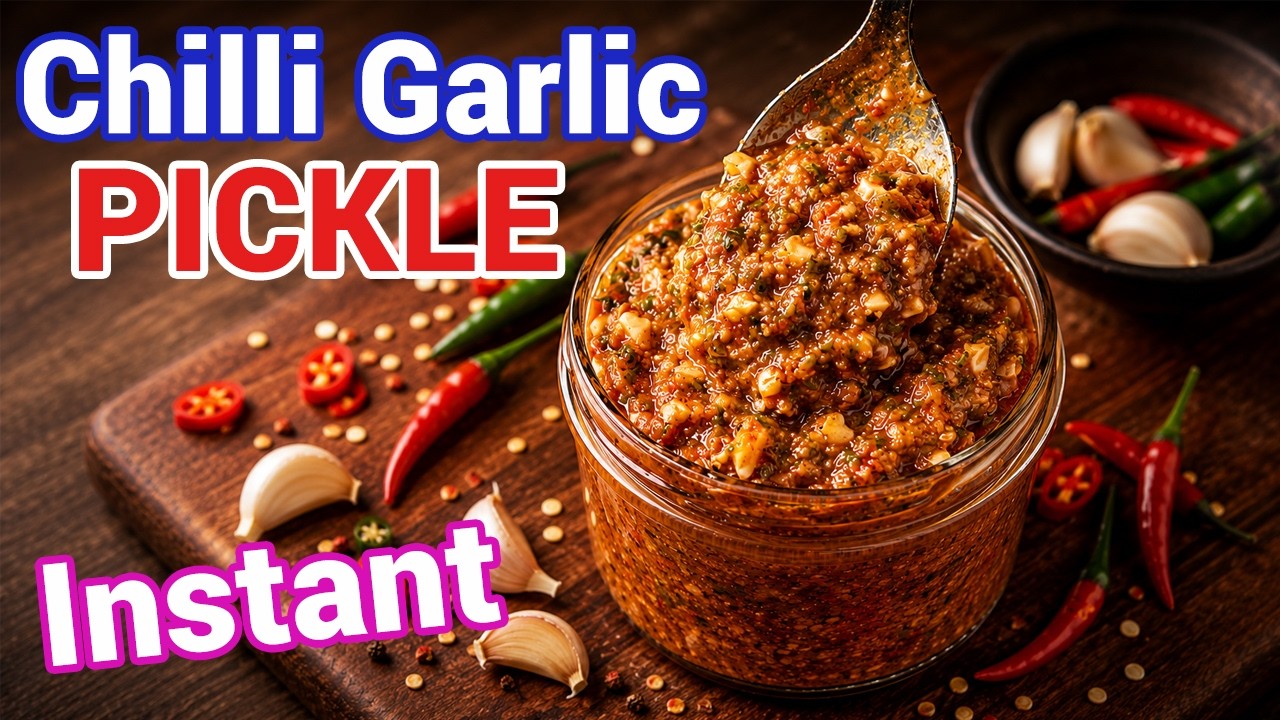 Instant Chilli Garlic Pickle 🌶️🧄 Grandma Style - Spicy Achar Recipe Lahsun Mirch Achar 😍