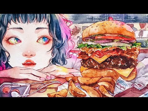 ASH BURGERS - HUNGRY Watercolor series -