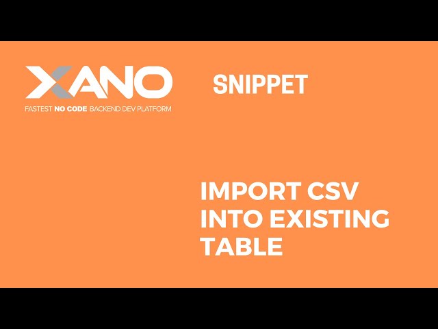 Snippet - Import a CSV to an Existing Table