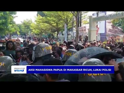 AKSI MAHASISWA PAPUA DI MAKASSAR RICUH, LUKAI POLISI