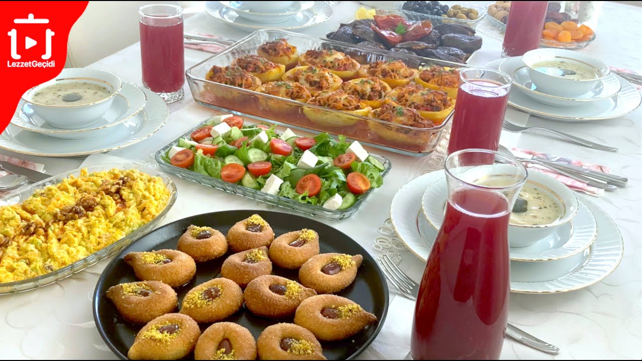 İftar Menüsü 7 Çeşit Yemek Tarifi – Çorba, Ara Yemek, Ana Yemek, Tatlı , Salata – Lezzet Geçidi