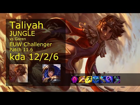 Taliyah vs Garen Jungle - EUW Challenger 12/2/6 Patch 11.6 Gameplay