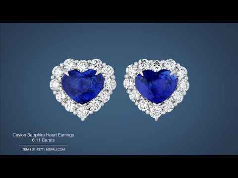 Ceylon Sapphire Heart Earrings (6.11 Carats) | M.S. Rau