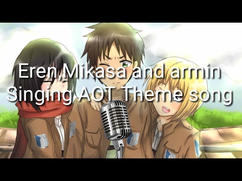 Mikasa, Eren & Connie Sings Attack On Titan Opening (AOT Voice Actors Singing OP) Shingeki no Kyojin
