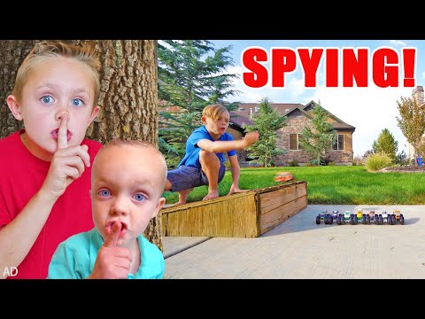 Spying on Jack to Sneak his Hot Wheels Monster Truck Toys! Kids Fun TV!