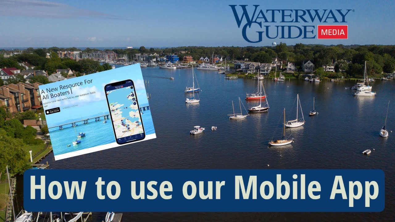 Waterway Guide's new Mobile App on iPad Mini with maps, data links, and downloadable guide books.