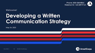 Developing a Written Communication Strategy (5/24/23)