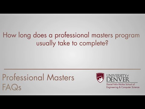 How long does a professional masters program usually take to complete?