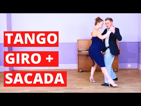 Tango Giro + Sacada combination: going in opposite directions (leader & follower)