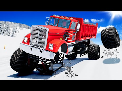 Driving a MONSTER SEMI TRUCK Down a Slippery Mountain (BeamNG)