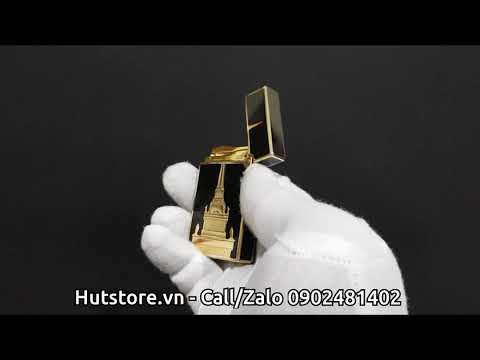 Bật lửa Dupont Hongkong - Hộp quẹt Dupont fake - HCM - Hutstorevn - Tower ( Gold - Silver chrome )