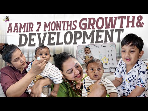 Aamir 7 Months Growth & Milestones | 7 Months Meals & Vaccines | Sameera Sherief