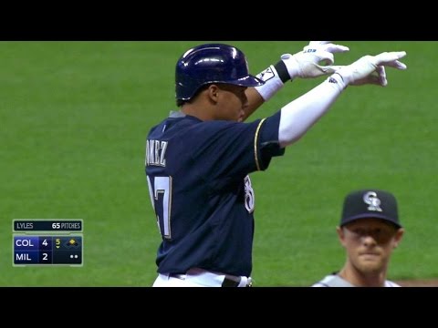 COL@MIL: C. Gomez hits a ground-ball RBI double